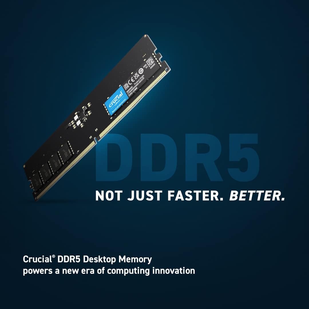 Crucial RAM 32GB Kit (2x16GB) DDR5 5600MHz (or 5200MHz or 4800MHz) Desktop Memory CT2K16G56C46U5