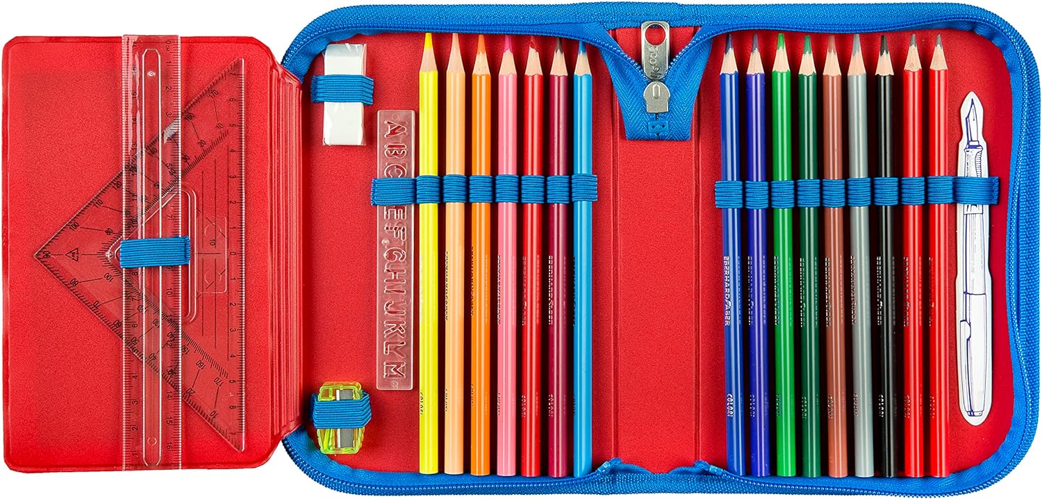 Super Mario Filled Pencil Case with Pens, Eraser, Ruler etc. I Pencil Case I Case for School