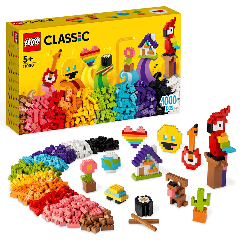 LEGO Classic Lots of Bricks Construction Toy Set, Build a Smiley Emoji, Parrot, Flowers & More, Creative Gift for Kids, Boys, Girls Aged 5 Plus 11030 Single