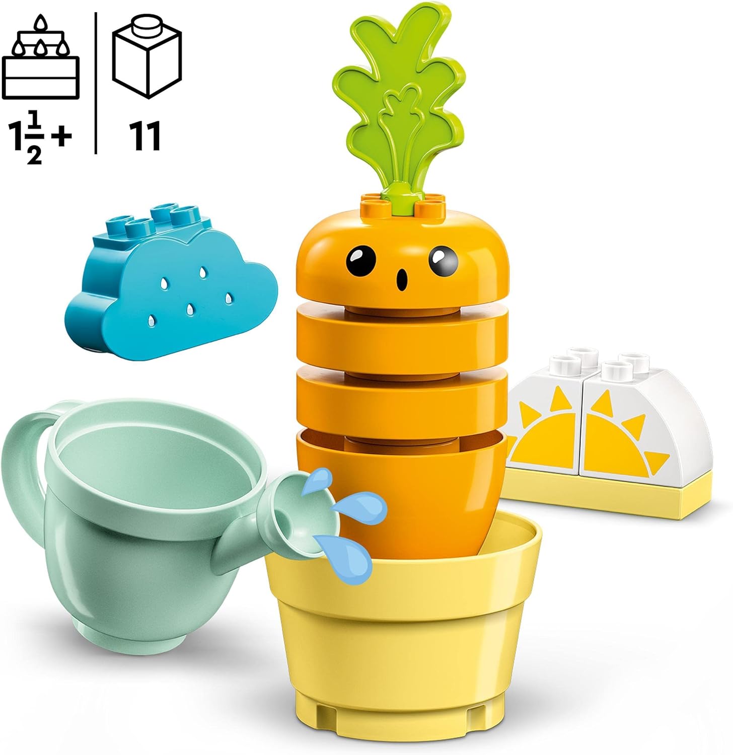 LEGO 10981 DUPLO My First Growing Carrot, Stacking Toys for Babies 1.5+ Years Old with 4 Vegetable Bricks, Learning Educational Toy for Toddlers