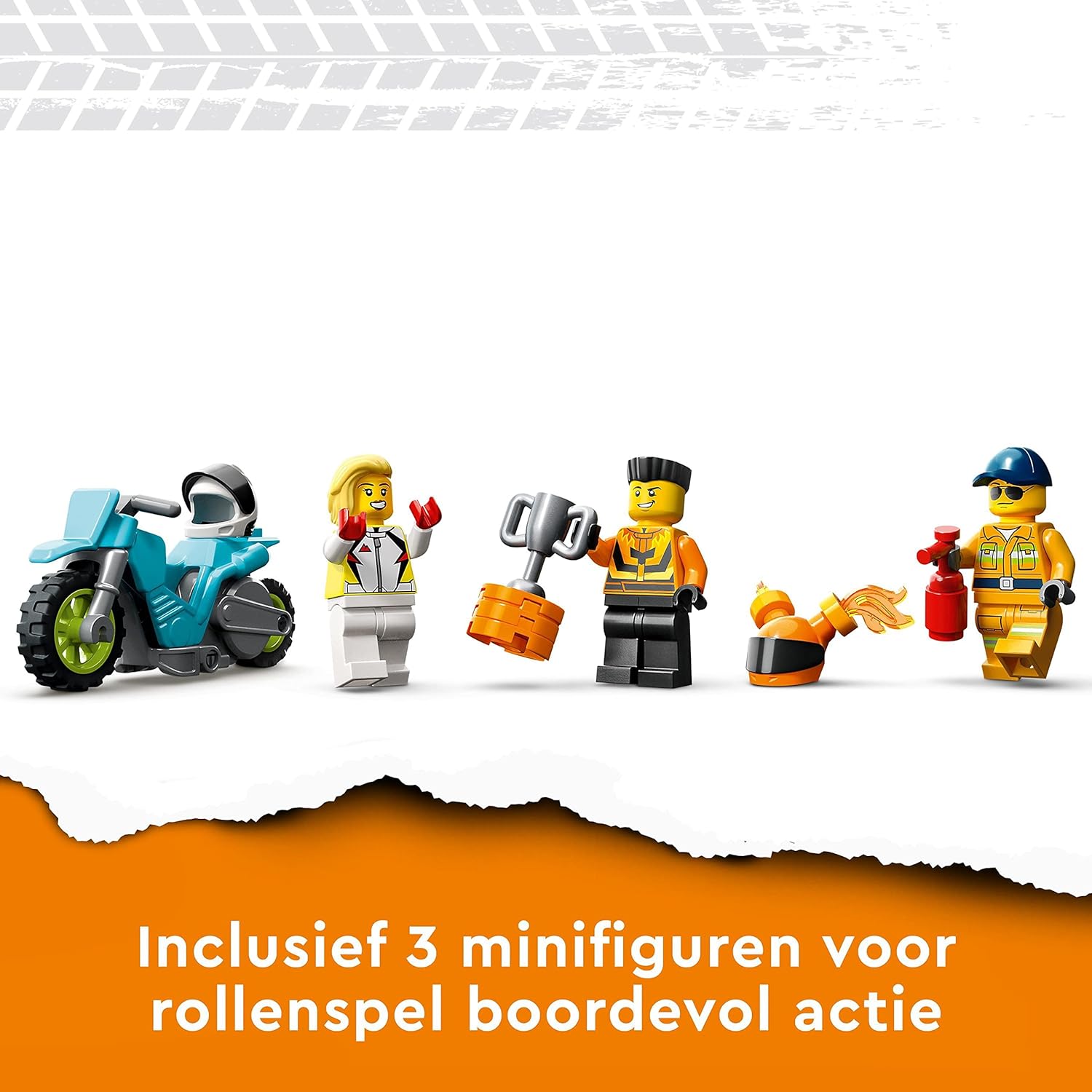 LEGO 60357 City Stuntz Stunt Truck & Ring of Fire Challenge with Flywheel-Powered Motorbike Toy and Minifigures, Fun Gift for Kids Aged 6 Plus, 2023 Set Single