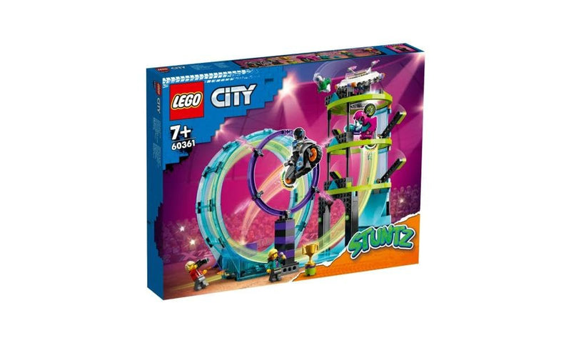 LEGO 60361 City Stuntz Ultimative Stuntfahrer-Challenge, 3in1 Stunts für 1 oder 2 Spieler Action, mit 2 schwungradbetriebenen Spielzeug-Motorrädern für Kinder, 2023 Set