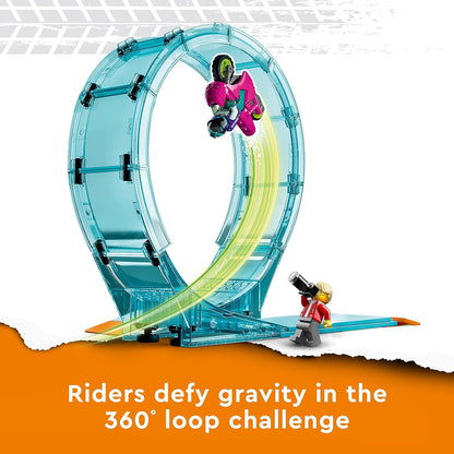 LEGO 60361 City Stuntz Ultimative Stuntfahrer-Challenge, 3in1 Stunts für 1 oder 2 Spieler Action, mit 2 schwungradbetriebenen Spielzeug-Motorrädern für Kinder, 2023 Set