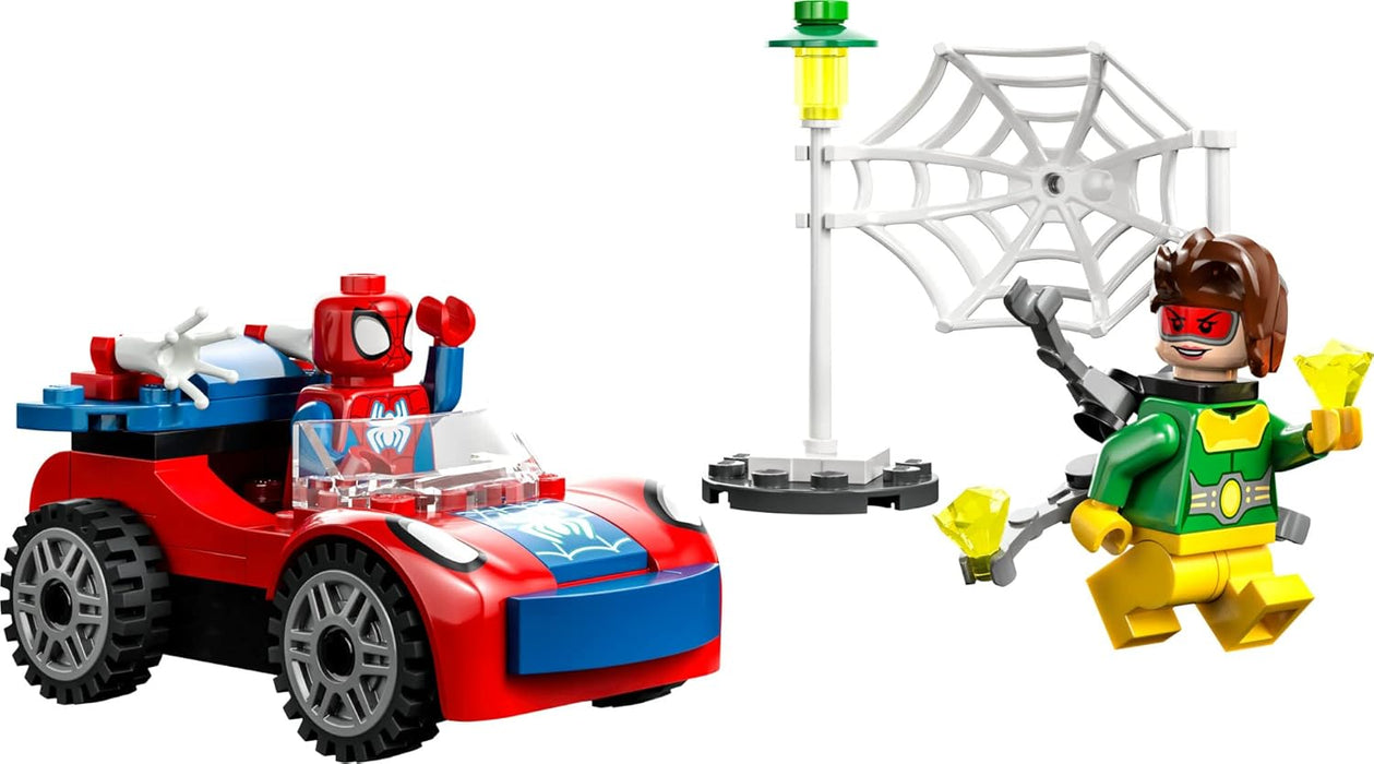 LEGO Marvel Spider-Man's Car and Doc Ock Set 10789, Spidey and His Amazing Friends Buildable Toy for Kids 4 Plus Years Old with Glow in The Dark Pieces, Blue,red