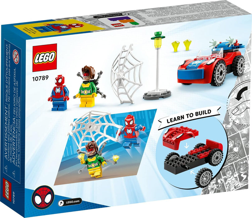 LEGO Marvel Spider-Man's Car and Doc Ock Set 10789, Spidey and His Amazing Friends Buildable Toy for Kids 4 Plus Years Old with Glow in The Dark Pieces, Blue,red