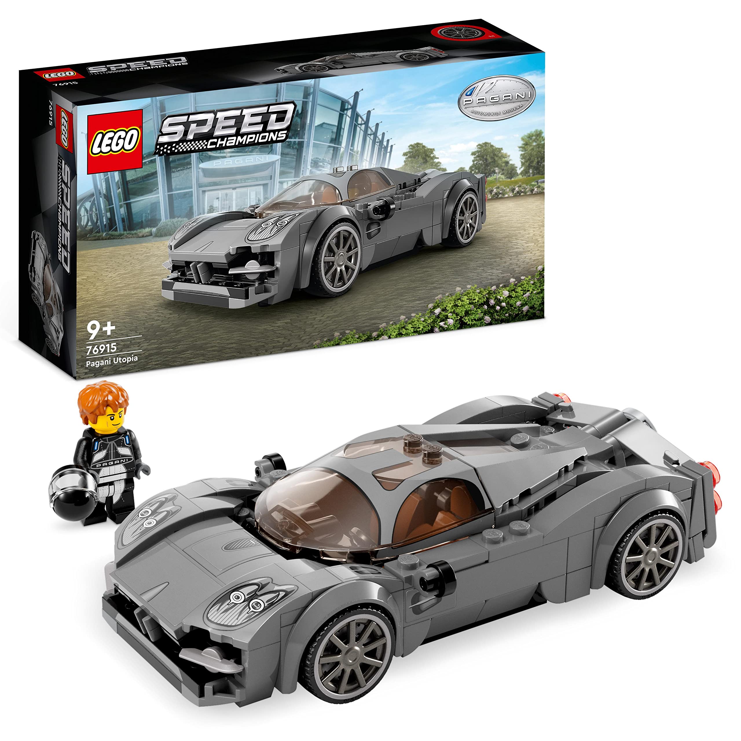 LEGO Speed Champions Pagani Utopia Race Car Toy Model Building Kit, Italian Hypercar, Collectible Racing Vehicle, 2023 Set 76915 Single