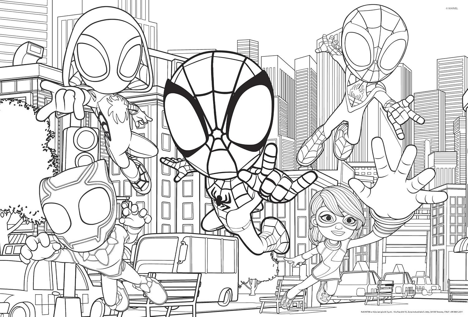 Lisciani - MARVEL - Spidey - Puzzle de 2x24 piezas - Puzzle 2 en 1 - Doble cara - Dorso para colorear - Juego educativo - A partir de 3 años - Fomenta la creatividad - 50 x 35 cm