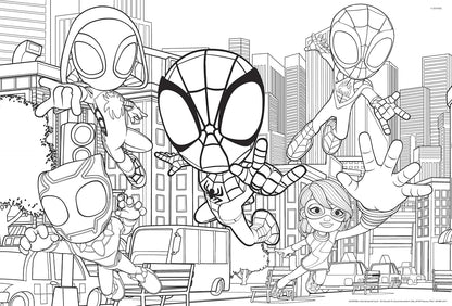 Lisciani - MARVEL - Spidey - Puzzle de 2x24 piezas - Puzzle 2 en 1 - Doble cara - Dorso para colorear - Juego educativo - A partir de 3 años - Fomenta la creatividad - 50 x 35 cm