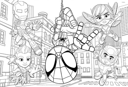 Lisciani - MARVEL - Spidey - Puzzle de 2x24 piezas - Puzzle 2 en 1 - Doble cara - Dorso para colorear - Juego educativo - A partir de 3 años - Fomenta la creatividad - 50 x 35 cm