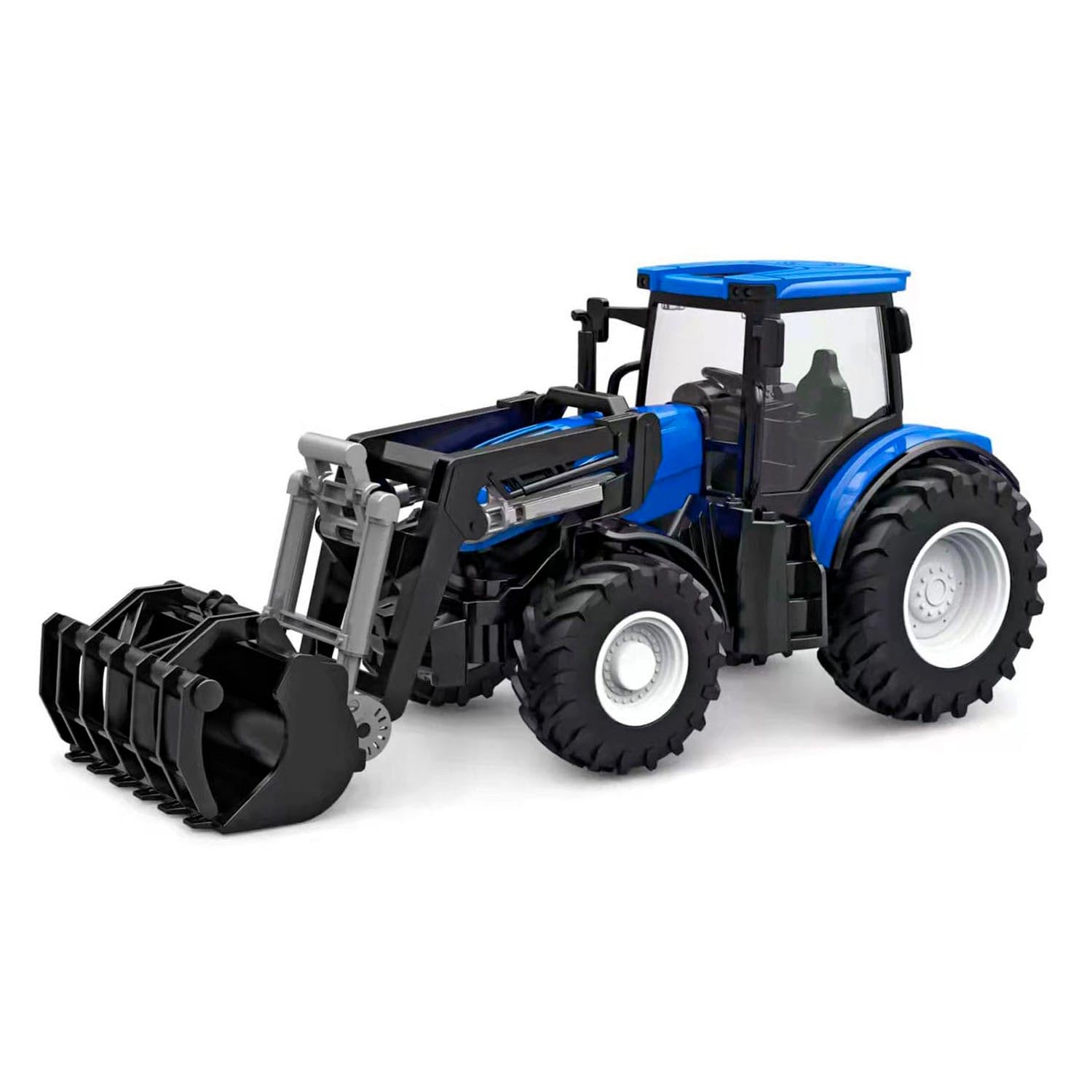 Kids Globe RC Tractor 2.4 GHz (Bull Dog with Light and Front Loader, Length: 27 cm, Blue, with Remote Control, from 6 Years) 510315
