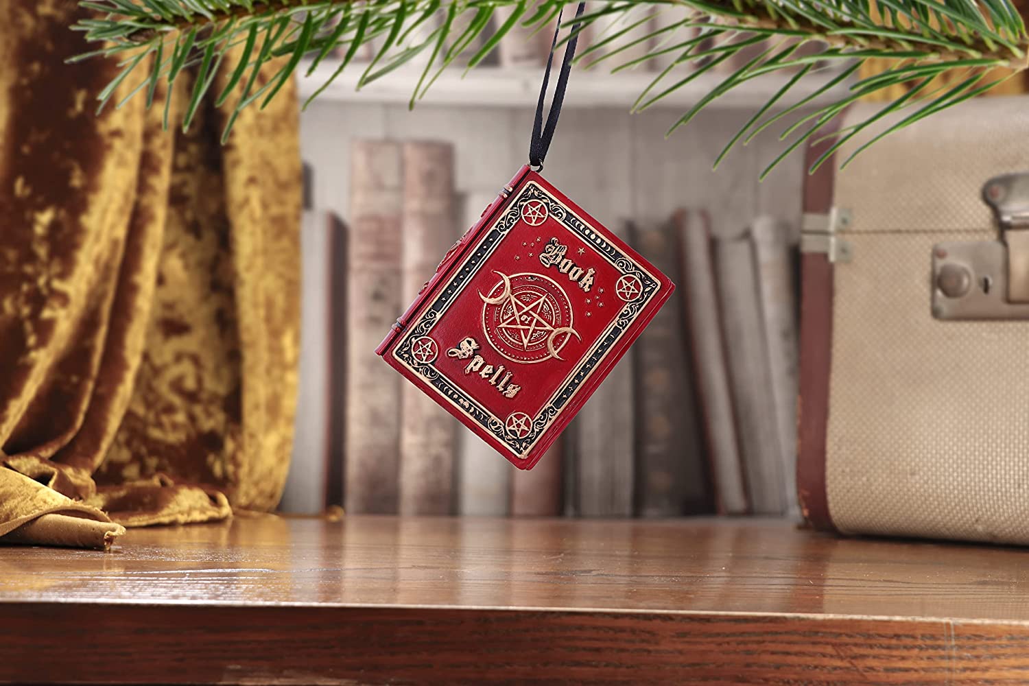 Nemesis Now Book of Spells Hanging Ornament, Red, 7cm