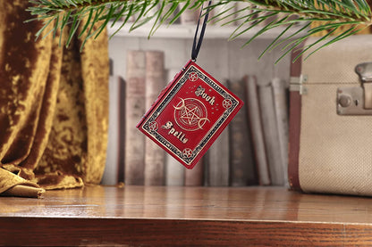Nemesis Now Book of Spells Hanging Ornament, Red, 7cm