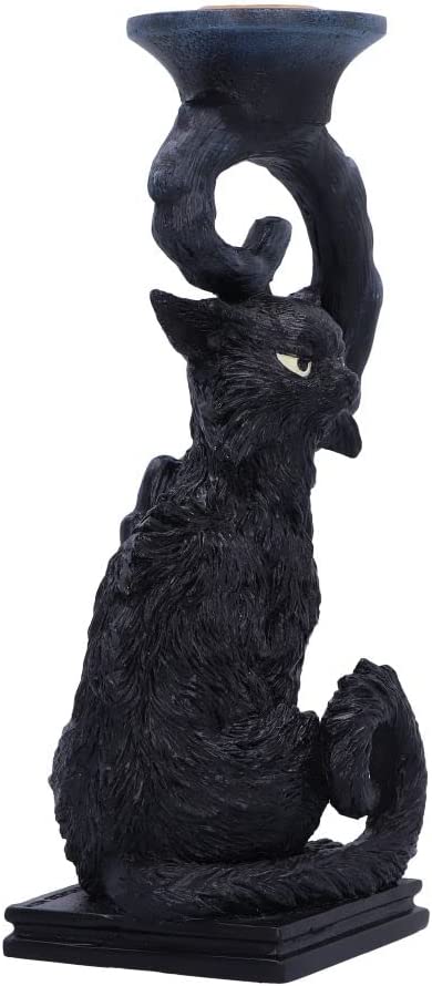 Nemesis Now Salem Black Cat Candlestick Holder, 20cm