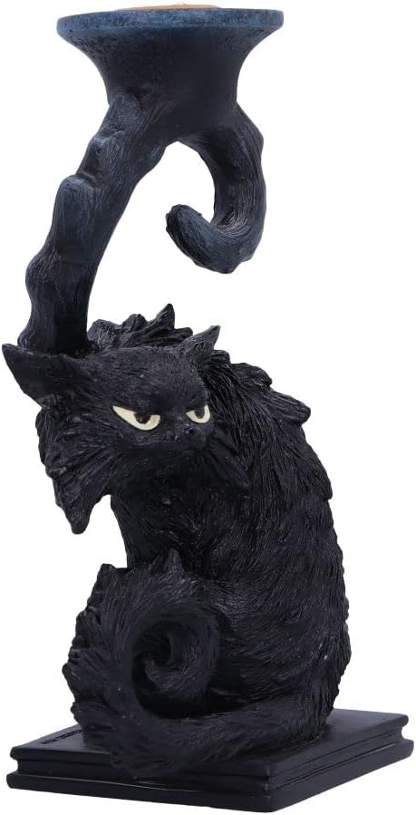 Nemesis Now Spite Black Cat Candlestick Holder, 18.5cm