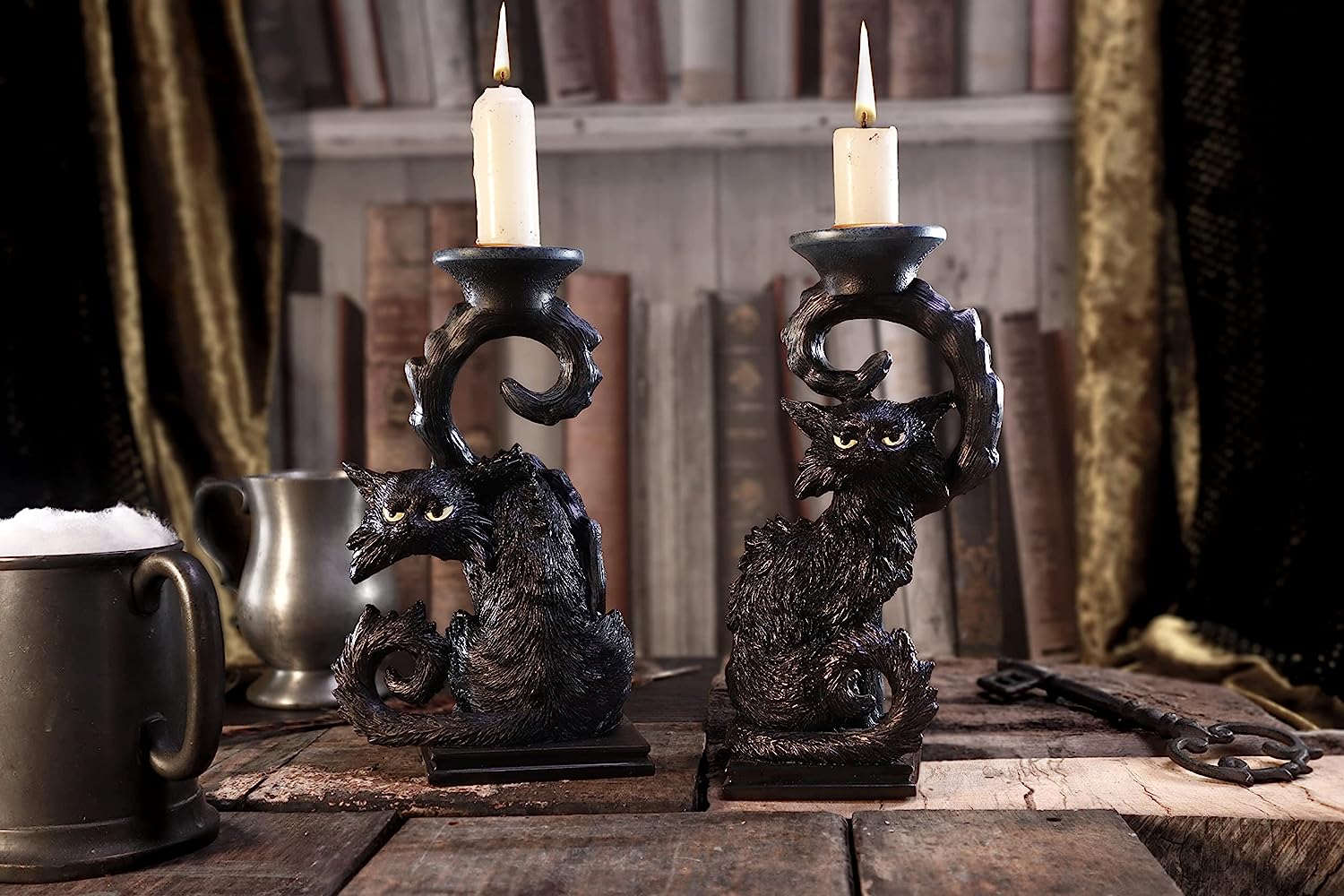 Nemesis Now Spite Black Cat Candlestick Holder, 18.5cm