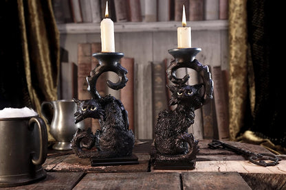 Nemesis Now Spite Black Cat Candlestick Holder, 18.5cm