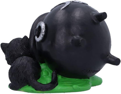 Nemesis Now Ooops Cat Cauldron Figurine, Black, 8.7cm