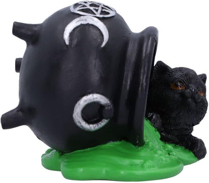 Nemesis Now Ooops Cat Cauldron Figurine, Black, 8.7cm