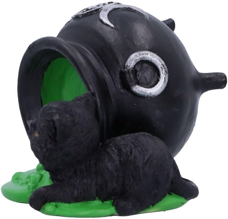 Nemesis Now Ooops Cat Cauldron Figurine, Black, 8.7cm