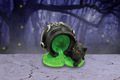 Nemesis Now Ooops Cat Cauldron Figurine, Black, 8.7cm