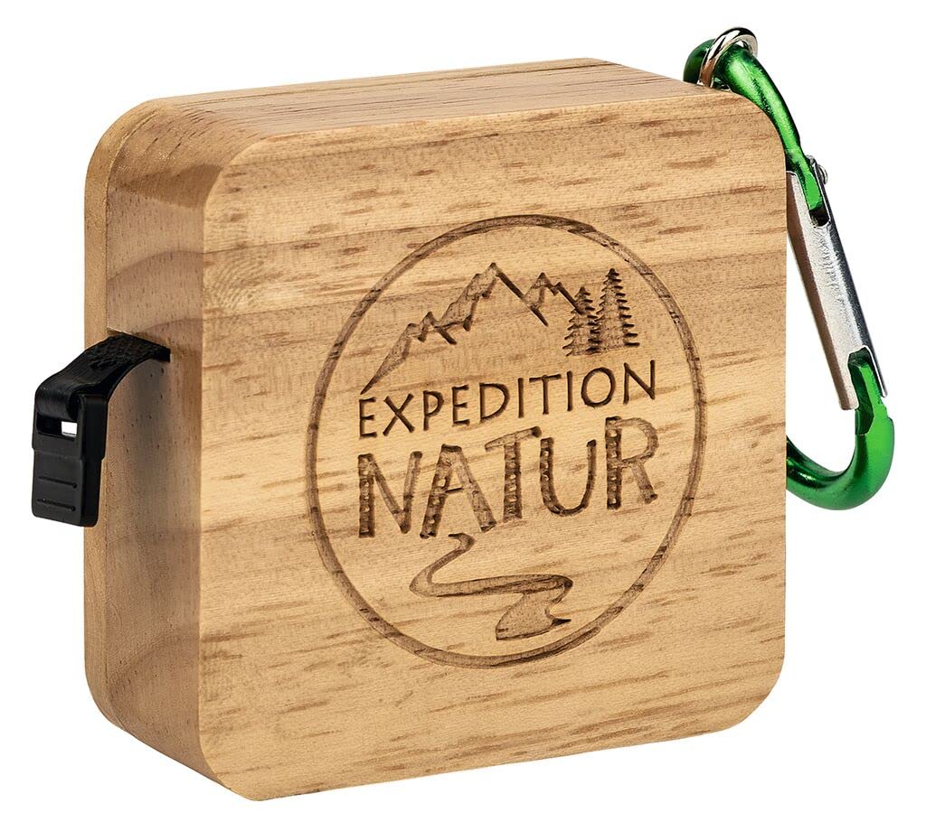 moses. Expedition Natur Tape Measure with Carabiner, Flexible Tape Measure with Stop & Go Automatic, Self-Reeling Pocket Tape Measure for Children, Double-Sided Divisions: cm-mm-Inch Scale up to 150