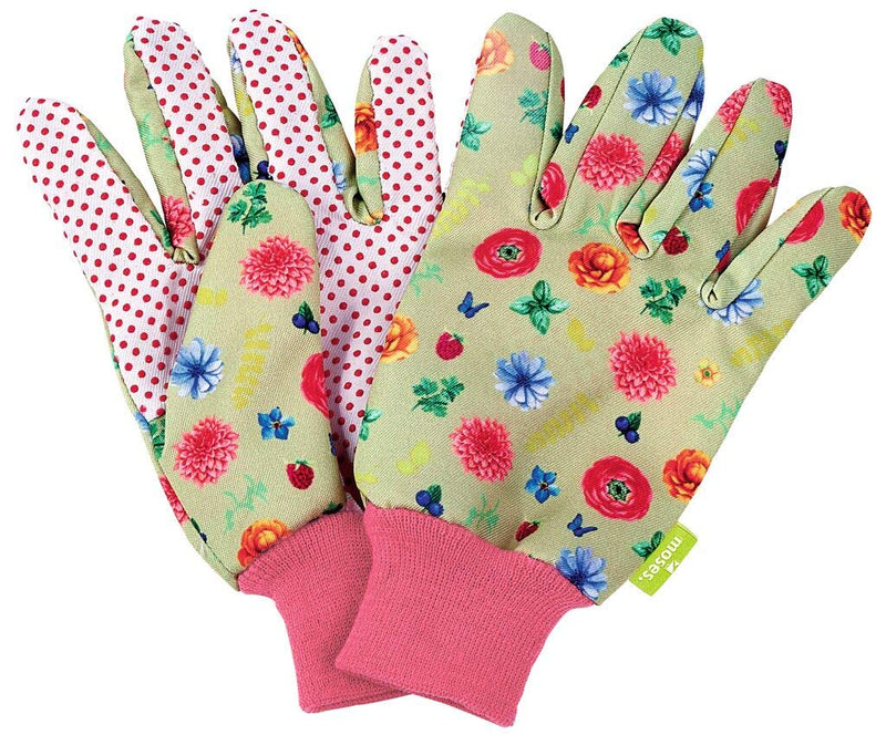 moses. Garden Gloves in Leaf & Blossom Flower Print for Adults Floor and Plant Gloves for Working in the Garden Perfect Protection and Grip (01) Pairs, Colourful