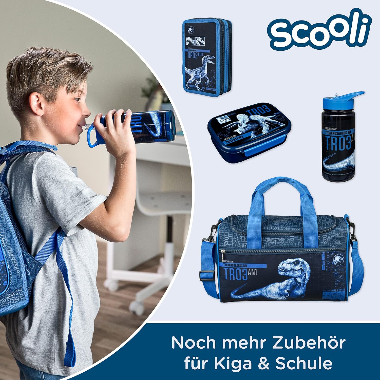 Scooli JURP9903 Children with removable insert-Jurassic World-nursery school made of plastic BPA free-sandwich lunch snack box, Flex, Normal