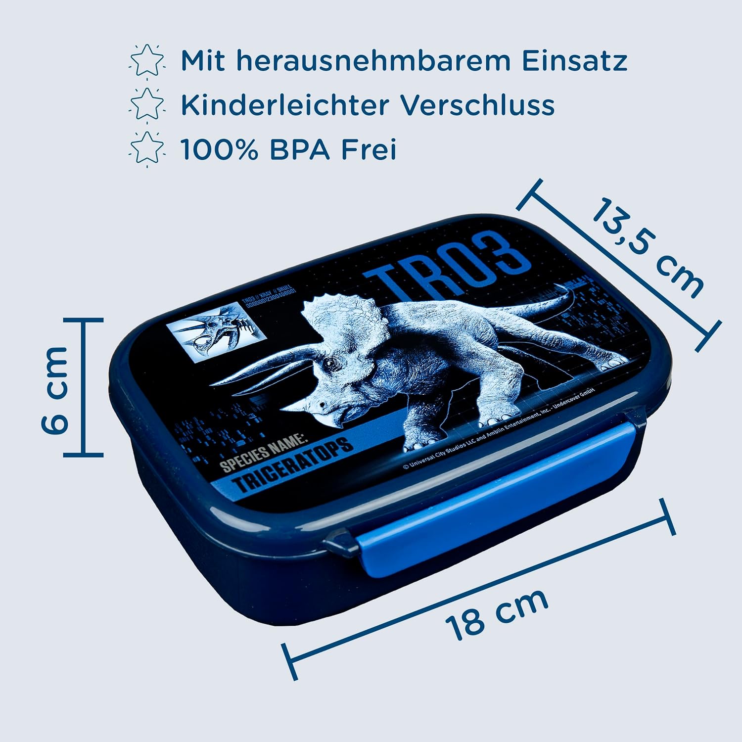 Scooli JURP9903 Children with removable insert-Jurassic World-nursery school made of plastic BPA free-sandwich lunch snack box, Flex, Normal