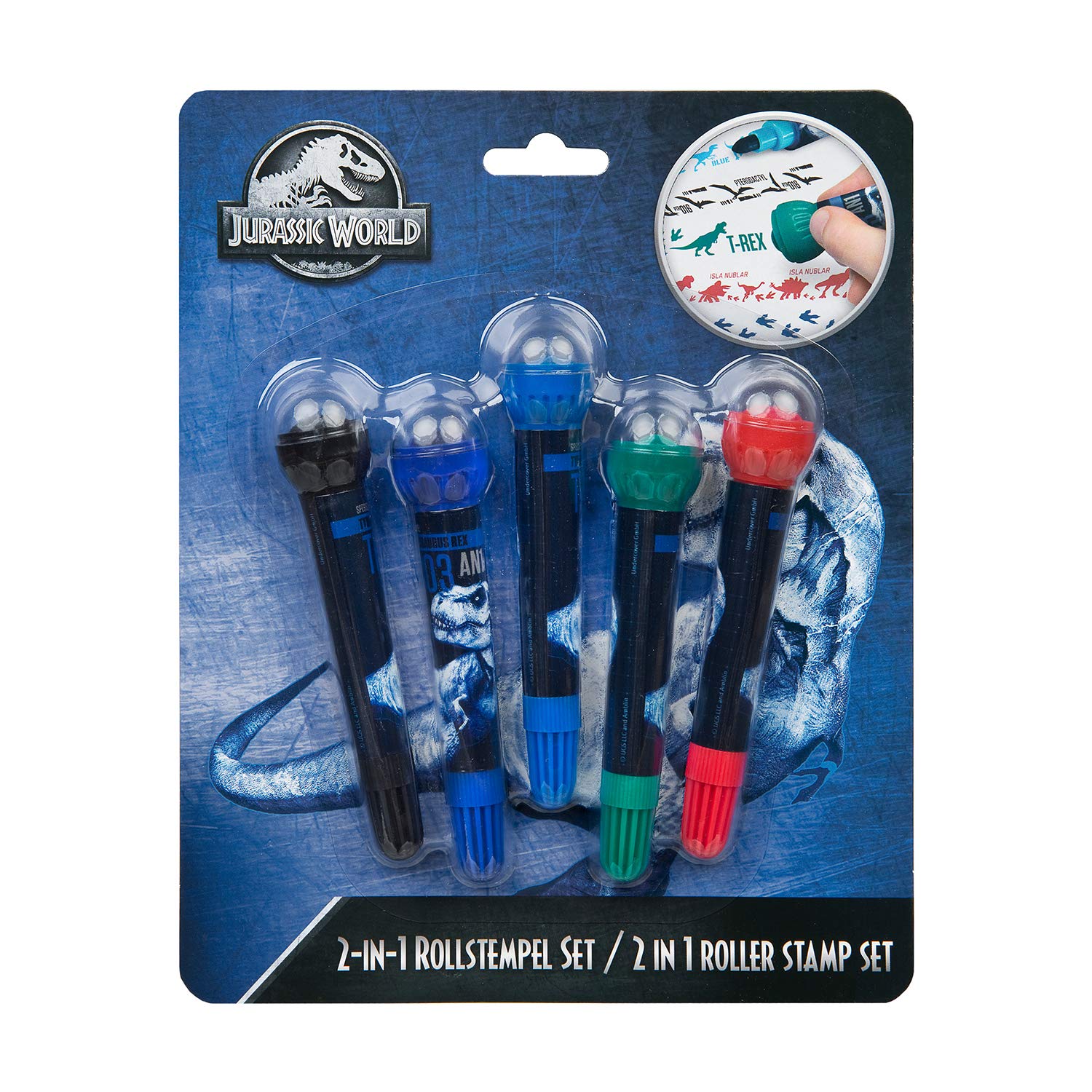 Undercover JURP0743 Jurassic World 2-in-1 Rolling Stamp Set