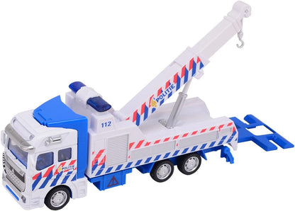 Johntoy - 1-1-2 Pull-Back Politie Takelwagen