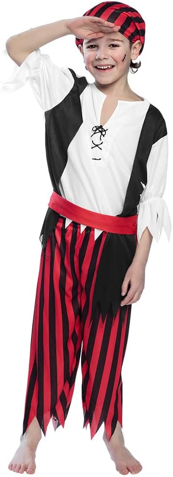 Boland 10102909 BOL82161 82161 Pirate Jack Costume Boys White/Red/Black