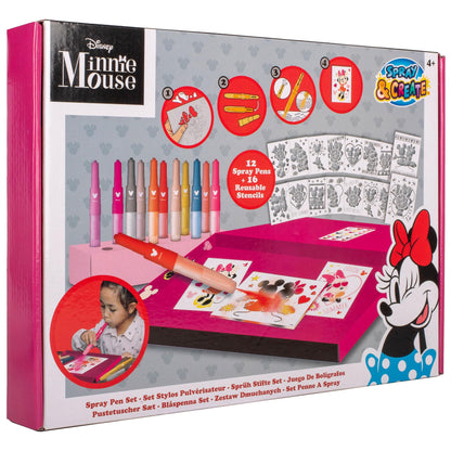 Disney - Minnie Mouse - Juego de bolígrafos con pulverizador Deluxe - Lápices para colorear para niños - Juego de lápices de colores y páginas para colorear - MM22368