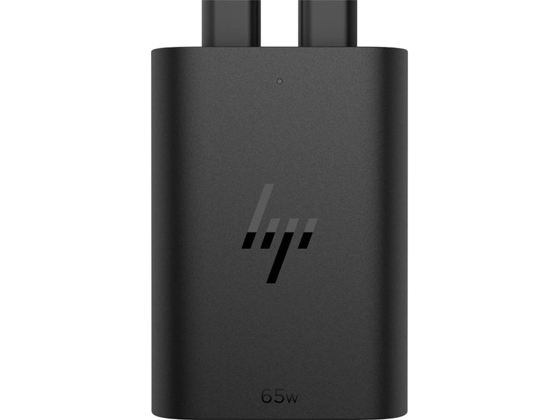HP 65W GaN USB-C Laptop Charger (600Q8AA), 65 W Output Power, Connection Type is USB Type-C, 2 USB-C Ports, Fast Charging, Very light with 110 g Weight, One Year Limited Warranty.