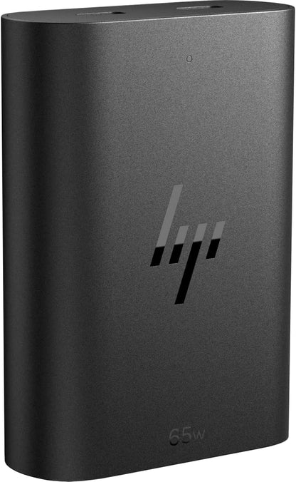 HP 65W GaN USB-C Laptop Charger (600Q8AA), 65 W Output Power, Connection Type is USB Type-C, 2 USB-C Ports, Fast Charging, Very light with 110 g Weight, One Year Limited Warranty.