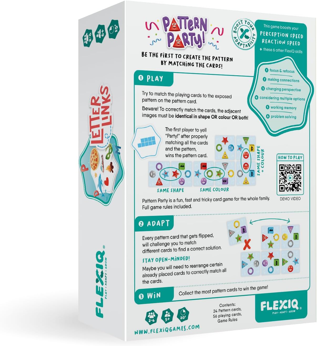 FlexiQ | Pattern Party | Board Game | Ages 5+ | 2-4 Players | 20 Minutes Playing Time