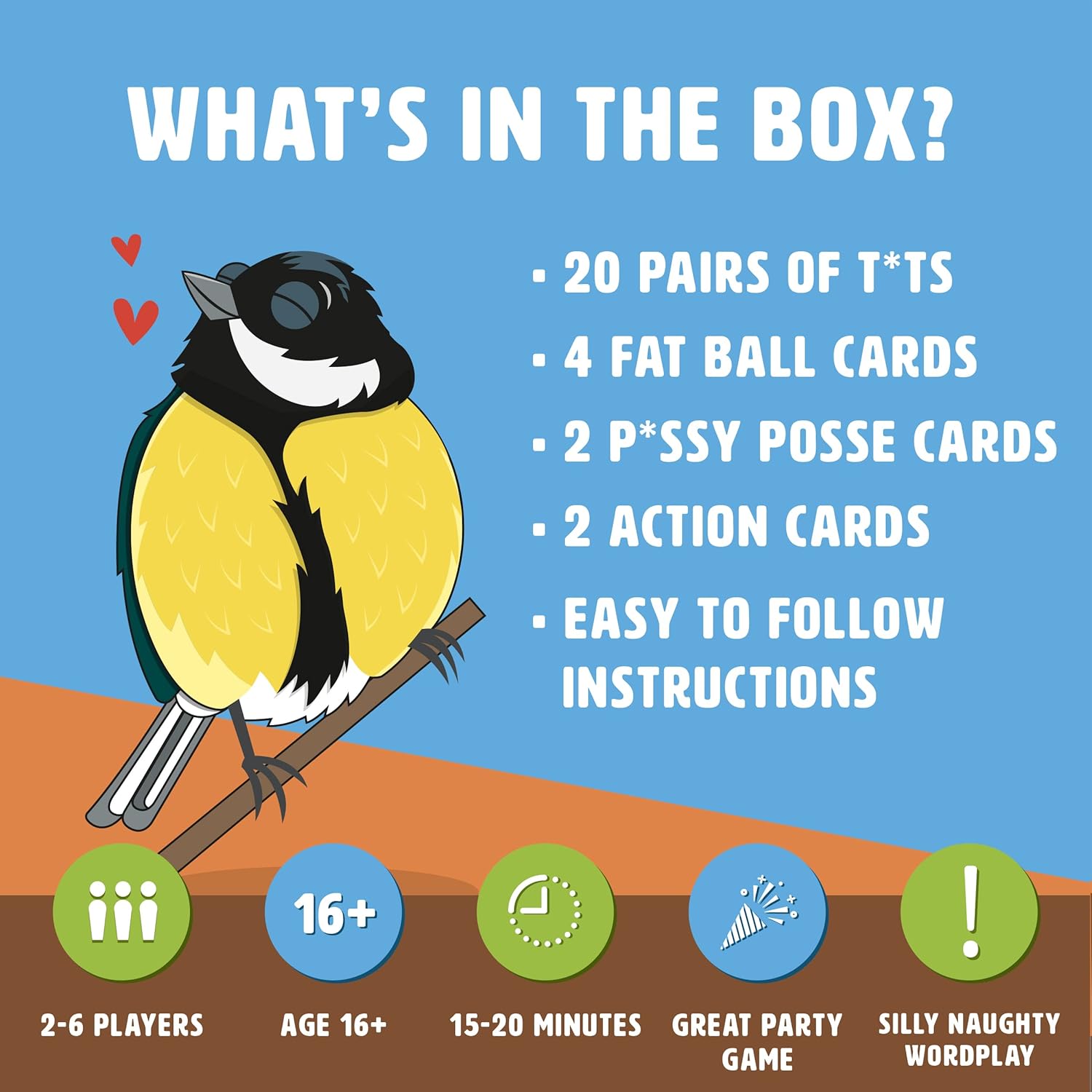 Ginger Fox Calm Your Birds Silly Card Game | Laugh-Out-Loud Fun With Friends At Party Games Night | Matching Pairs Play For Grown-Ups Based On Funny Nature Names | 3+ Players, Aged 16+ Years