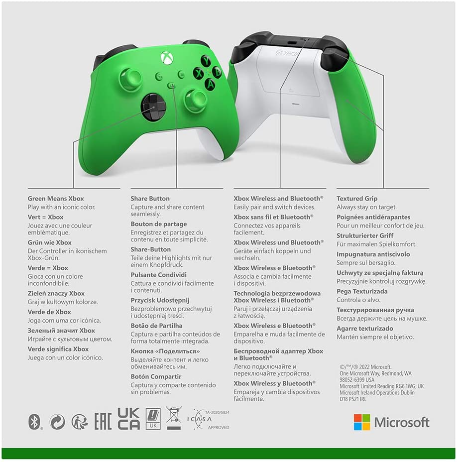 Xbox Wireless Controller – Velocity Green for Xbox Series X|S, Xbox One, and Windows Devices Velocity Green Controller