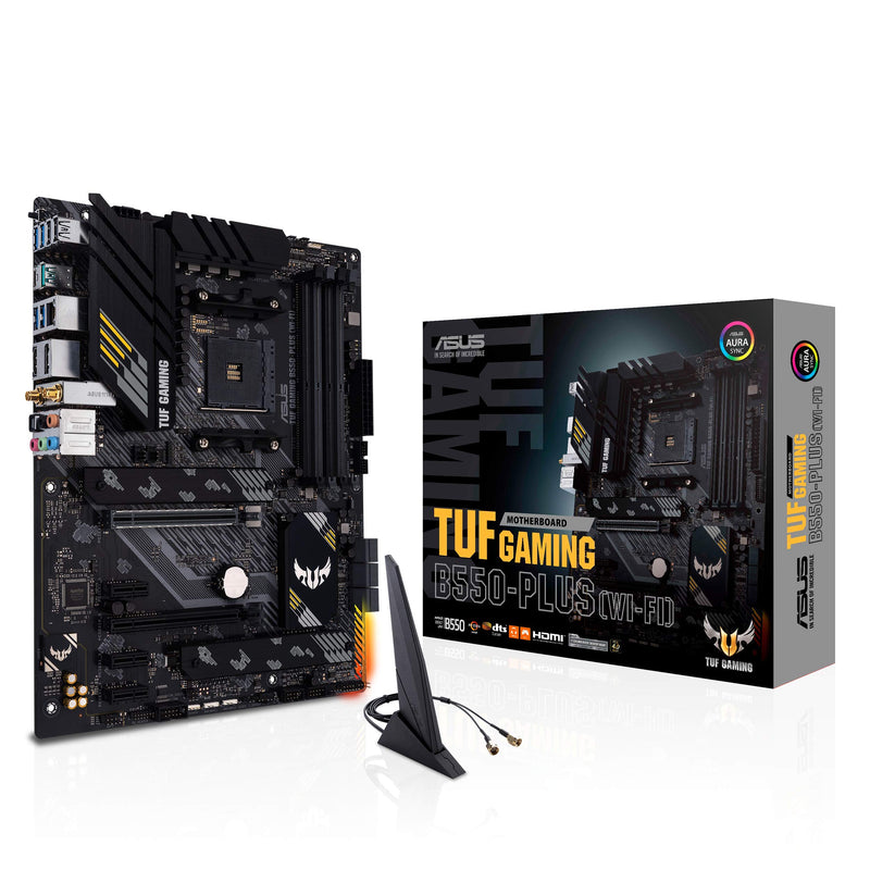 ASUS TUF Gaming B550-PLUS (WI-FI), AMD B550 (Ryzen AM4) ATX motherboard (PCIe 4.0, dual M.2, 10 DrMOS, DDR4 4400, Intel® WiFi 6, 2.5 Gb Ethernet, HDMI, DisplayPort, USB 3.2 Gen 2 Type-A and Type-C