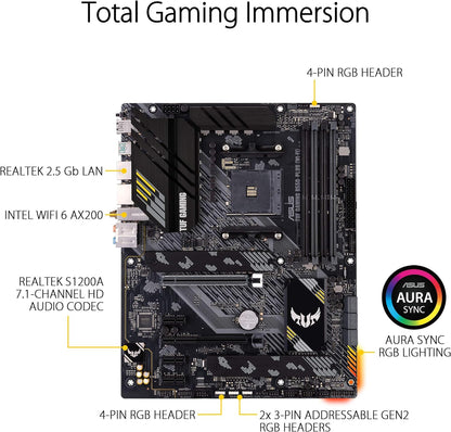 ASUS TUF Gaming B550-PLUS (WI-FI), AMD B550 (Ryzen AM4) ATX motherboard (PCIe 4.0, dual M.2, 10 DrMOS, DDR4 4400, Intel® WiFi 6, 2.5 Gb Ethernet, HDMI, DisplayPort, USB 3.2 Gen 2 Type-A and Type-C