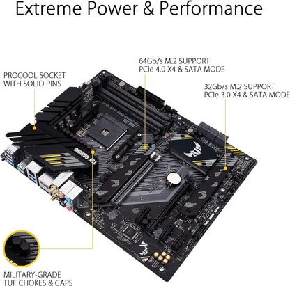 ASUS TUF Gaming B550-PLUS (WI-FI), AMD B550 (Ryzen AM4) ATX motherboard (PCIe 4.0, dual M.2, 10 DrMOS, DDR4 4400, Intel® WiFi 6, 2.5 Gb Ethernet, HDMI, DisplayPort, USB 3.2 Gen 2 Type-A and Type-C