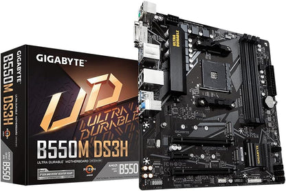Gigabyte B550M DS3H AC Motherboard - Supports AMD Ryzen 5000 Series AM4 CPUs, 5+3 Phases Pure Digital VRM, up to 4733MHz DDR4 (OC), 2xPCIe 3.0 M.2, GbE LAN, USB 3.2 Gen1