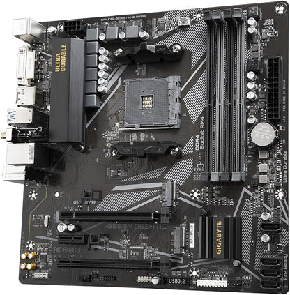 Gigabyte B550M DS3H AC Motherboard - Supports AMD Ryzen 5000 Series AM4 CPUs, 5+3 Phases Pure Digital VRM, up to 4733MHz DDR4 (OC), 2xPCIe 3.0 M.2, GbE LAN, USB 3.2 Gen1