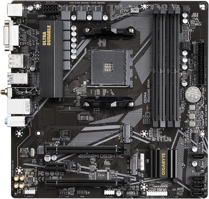 Gigabyte B550M DS3H AC Motherboard - Supports AMD Ryzen 5000 Series AM4 CPUs, 5+3 Phases Pure Digital VRM, up to 4733MHz DDR4 (OC), 2xPCIe 3.0 M.2, GbE LAN, USB 3.2 Gen1