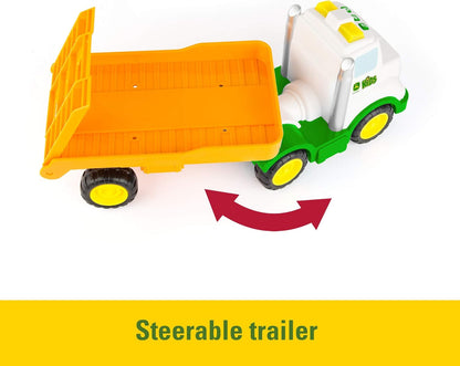 John Deere Farmin' Friends Hauling Tractor Toy Set, Farm Set for Toddlers, Push Along Toys for Children, Baby Interactive Toy, Push Along Toy Suitable for 18 Months, 2, 3 Year Old Boys and Girls
