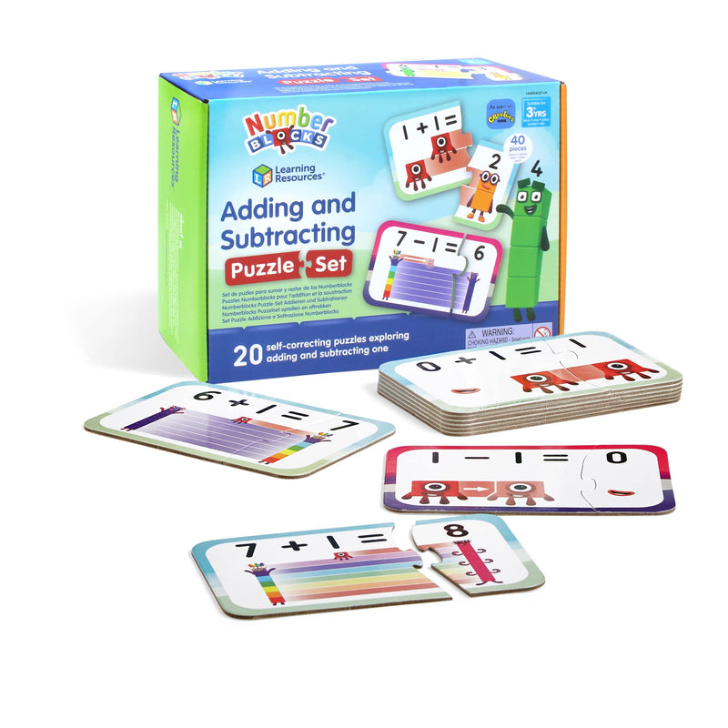 Learning Resources Numberblocks Adding and Subtracting Puzzle Set, Numberblocks Jigsaw Puzzle, Maths Jigsaw Puzzle, 20 Educational Puzzles in a Box, 2-Piece Puzzles, Ages 3+