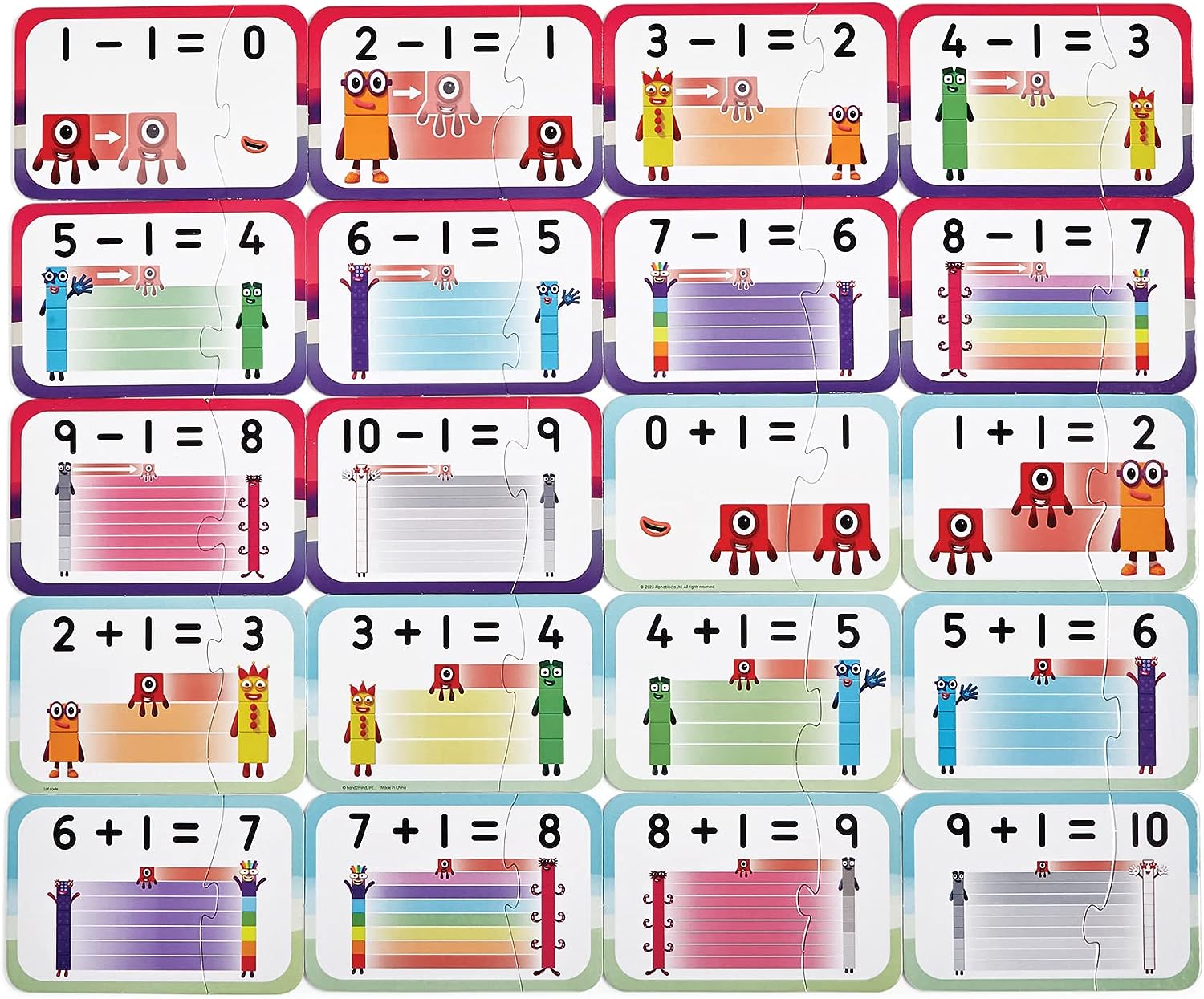 Learning Resources Numberblocks Adding and Subtracting Puzzle Set, Numberblocks Jigsaw Puzzle, Maths Jigsaw Puzzle, 20 Educational Puzzles in a Box, 2-Piece Puzzles, Ages 3+