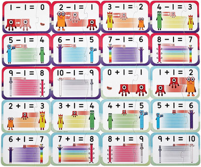 Learning Resources Numberblocks Adding and Subtracting Puzzle Set, Numberblocks Jigsaw Puzzle, Maths Jigsaw Puzzle, 20 Educational Puzzles in a Box, 2-Piece Puzzles, Ages 3+