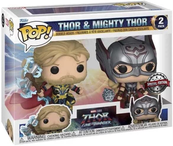 Funko POP! Marvel: Thor Love & Thunder - 2PK - Thor & Mighty Thor - Thor: Love and Thunder - Collectable Vinyl Figure - Gift Idea - Official Merchandise - Toys for Kids & Adults - Movies Fans
