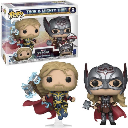 Funko POP! Marvel: Thor Love & Thunder - 2PK - Thor & Mighty Thor - Thor: Love and Thunder - Collectable Vinyl Figure - Gift Idea - Official Merchandise - Toys for Kids & Adults - Movies Fans