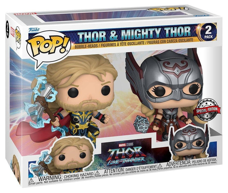 Funko POP! Marvel: Thor Love & Thunder - 2PK - Thor & Mighty Thor - Thor: Love and Thunder - Collectable Vinyl Figure - Gift Idea - Official Merchandise - Toys for Kids & Adults - Movies Fans